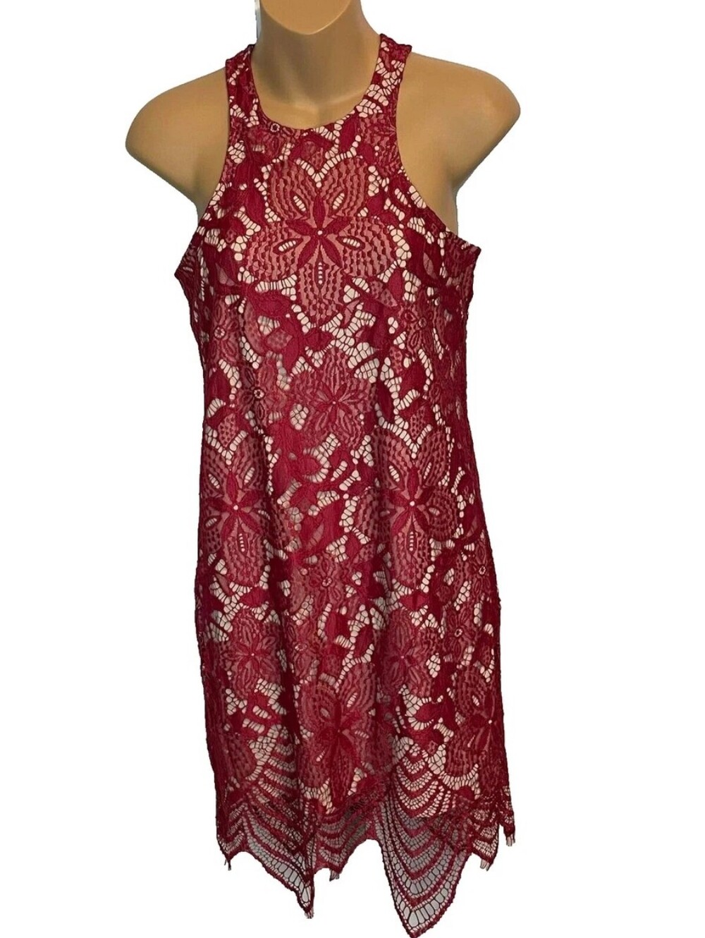 Express Red Lace Halter Dress